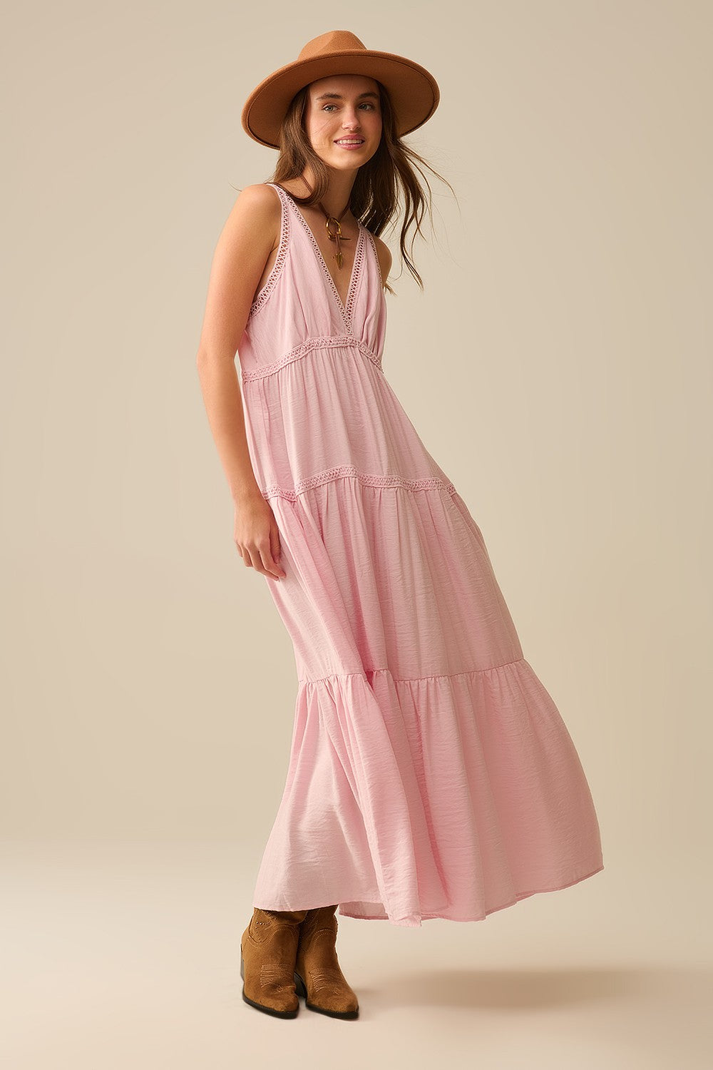 pink lace maxi dress
