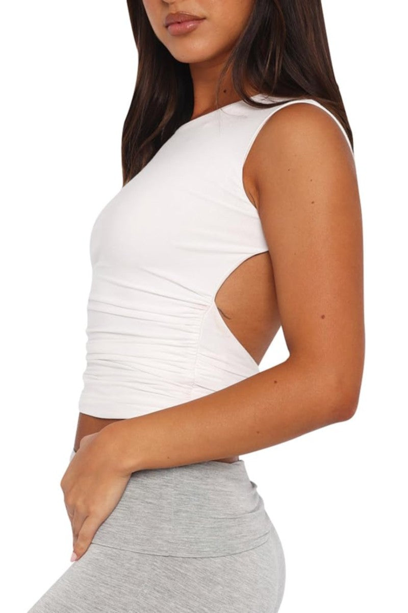 Open Back Sleeveless Crop Top