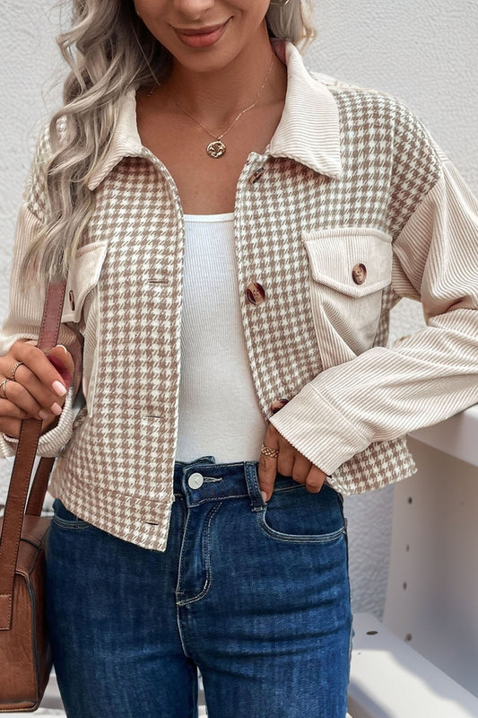 Corduroy Patchwork Plaid Jacket